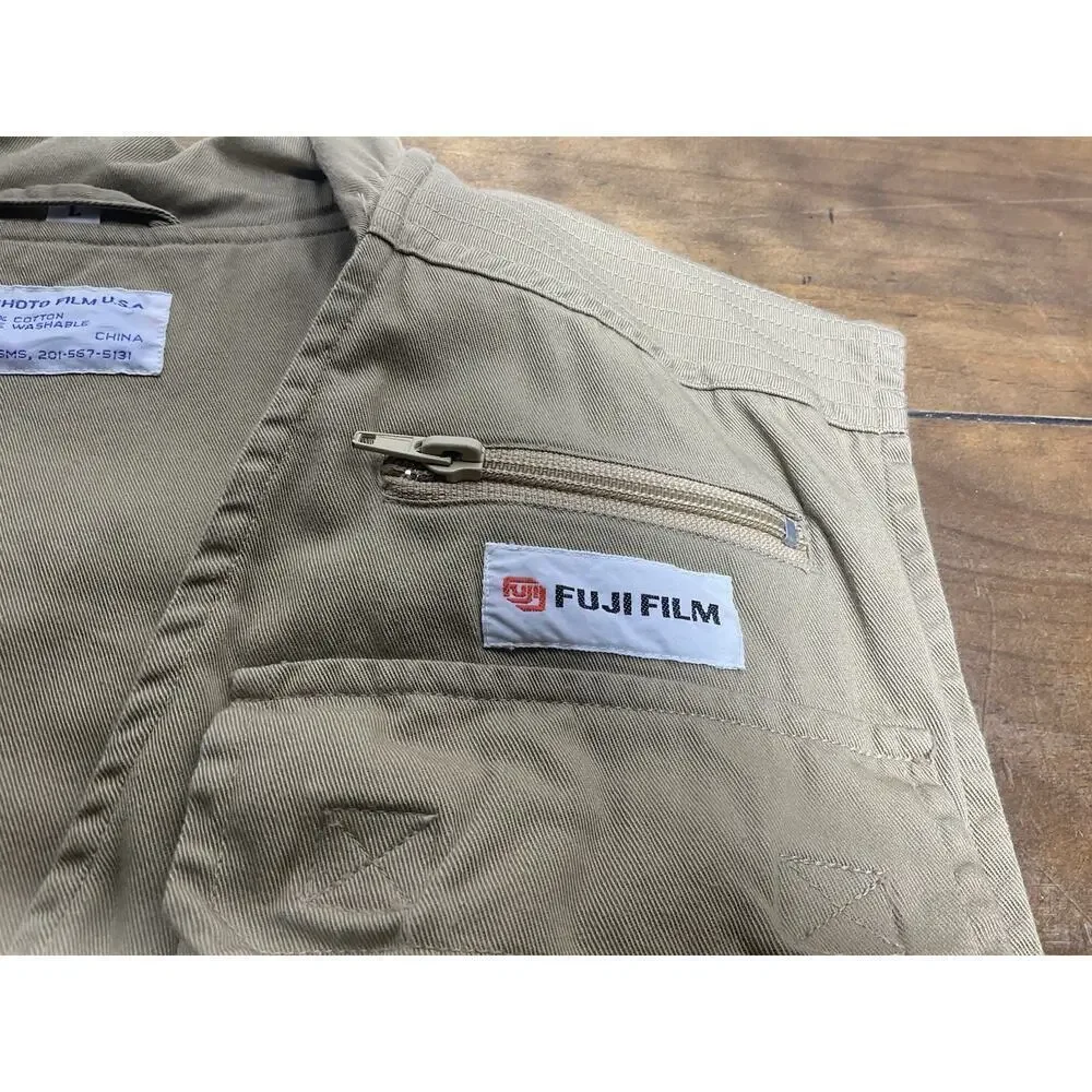 Vintage FujiFilm Camera Vest Mens Large Brown Multi Pocket Photographer 90s